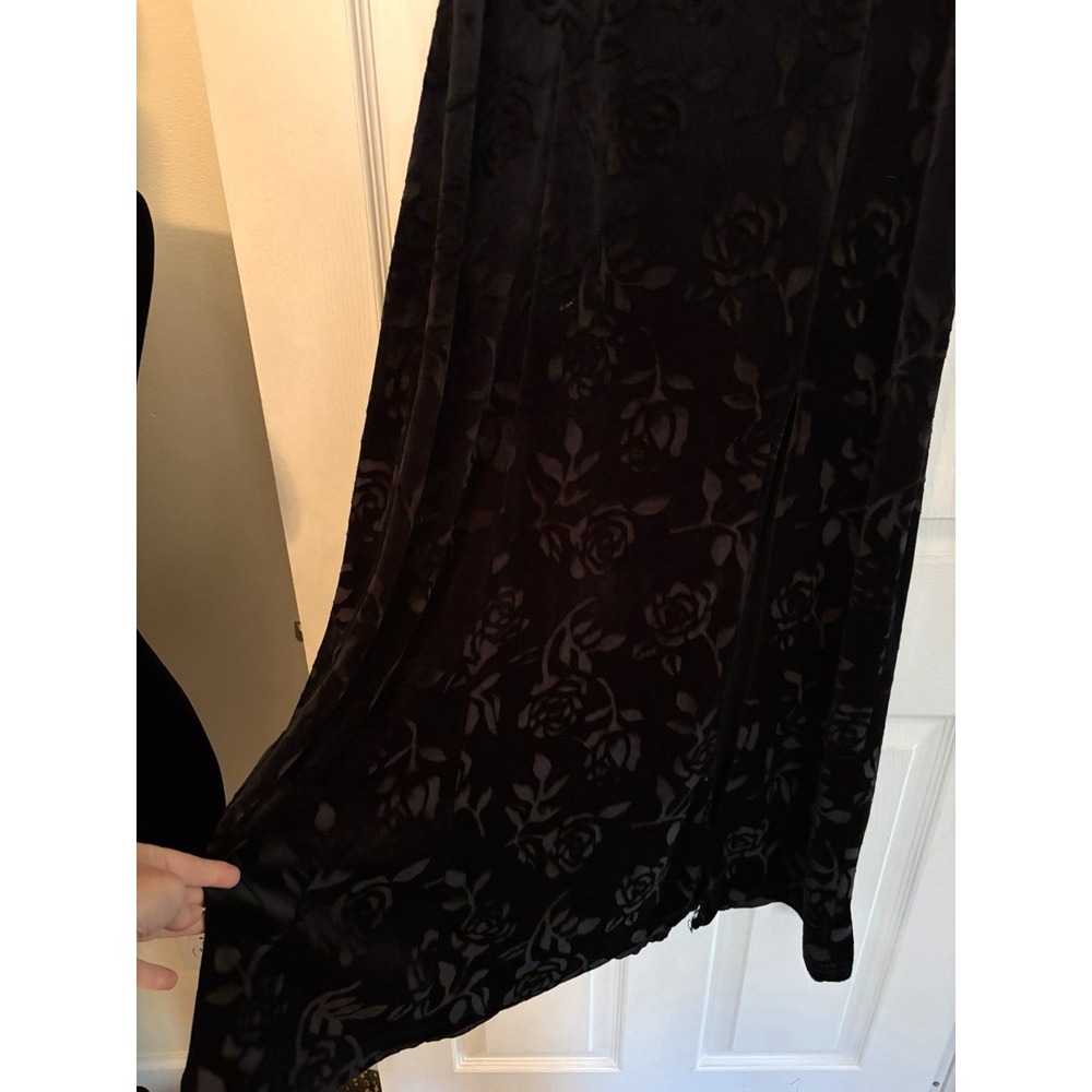 Vintage Maxi Dress Size small / med Velvet Burn‎ Out Black Whimsigoth Floral Y2K - Picture 3 of 8
